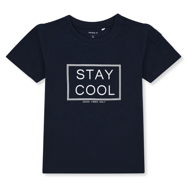 N IT Soft Cotton Jersey Navy Blue With Stay Cool Printed T-Shirt