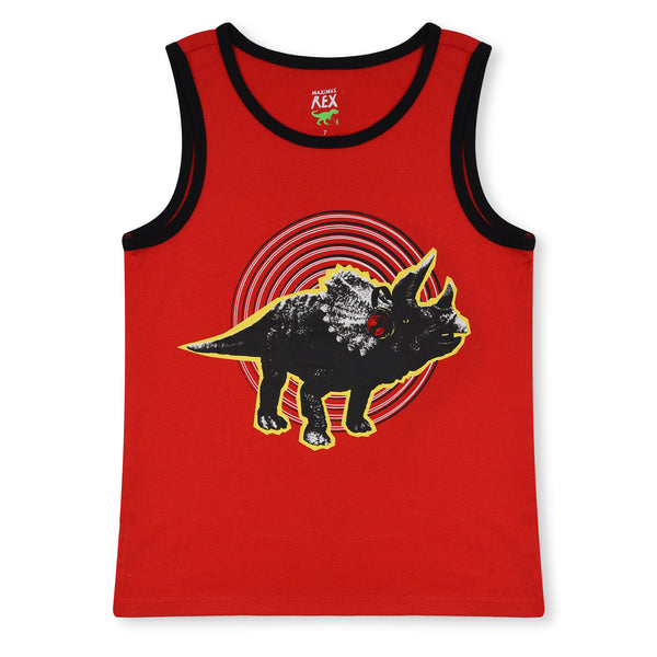 MAX Soft Cotton Jersey Red With Triceratops Dino Sando