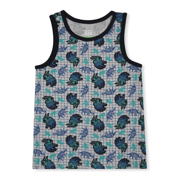 REX Soft Cotton Jersey Grey Dino Printed Sando