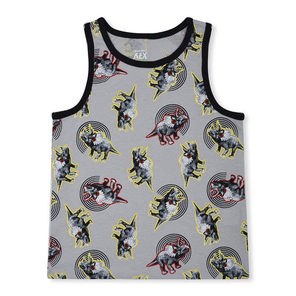 REX Soft Cotton Jersey Grey With Triceratops Printed Sando