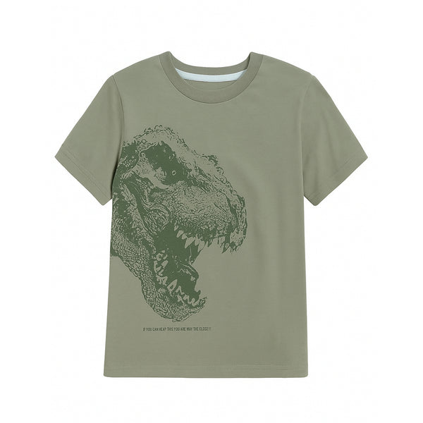 GRG Boy Green Dinosaur Face Design T-Shirt