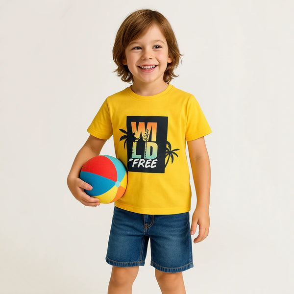 OK Boy Yellow With Wild Printed Jersey T-Shirt