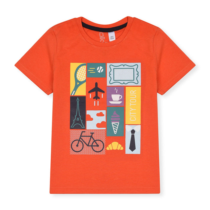 Ok Soft Cotton Jersey Orange Printed T-Shirt