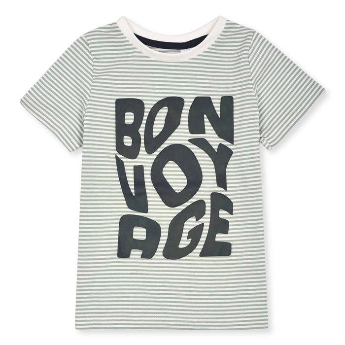 Ok Soft Cotton Jersey White And Green Lining T-Shirt