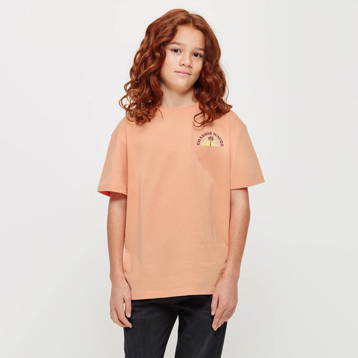 Boy Peach Chasing Waves Print T-Shirt