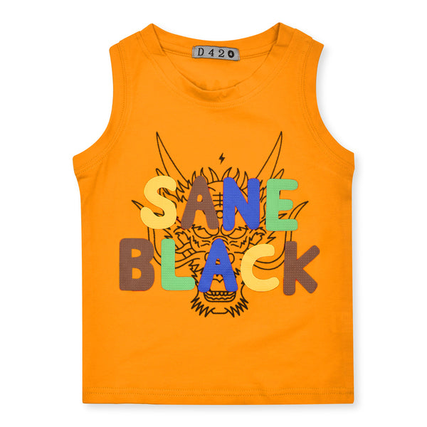 Boy Orange Sane Black Printed Sando