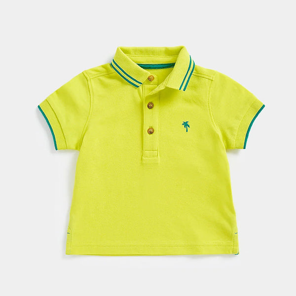 MC Boy Sea Green Tree Embroidery Polo T-Shirt