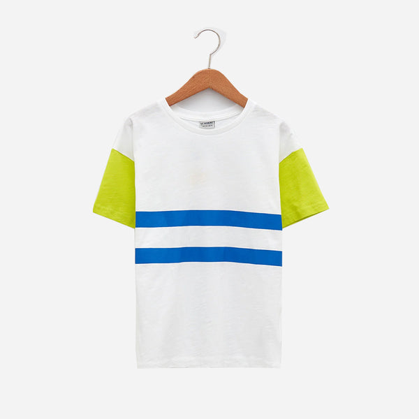 Boy White Blue Lining T-Shirt