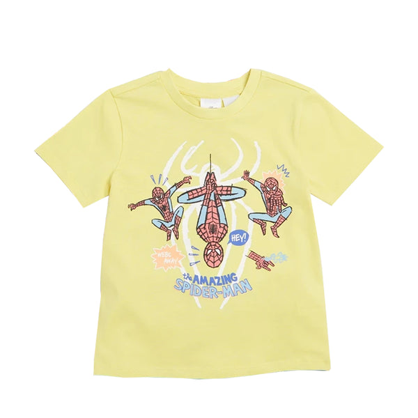 Boy Green Spiderman Print T-Shirt