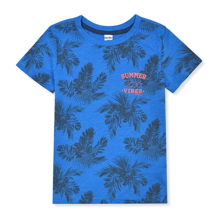 DOPO DOPO Blue Leave Printed T-Shirt