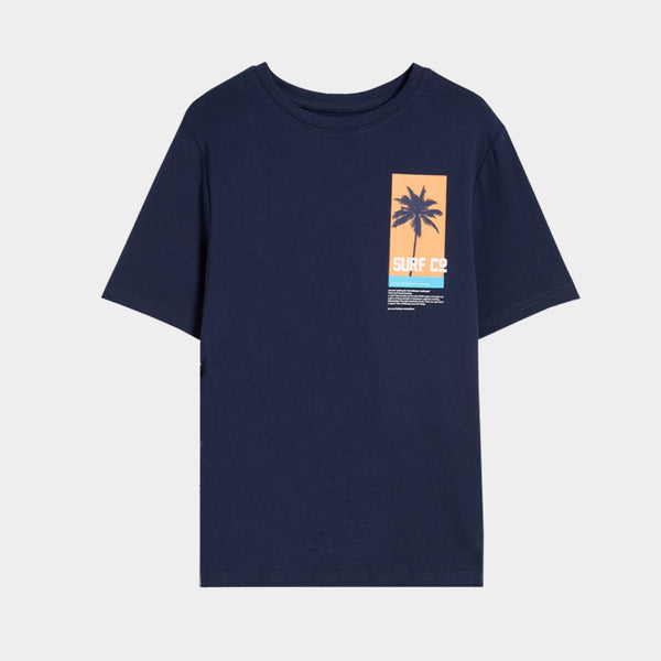 CA Boy Navy Blue Surf co  Print T-Shirt