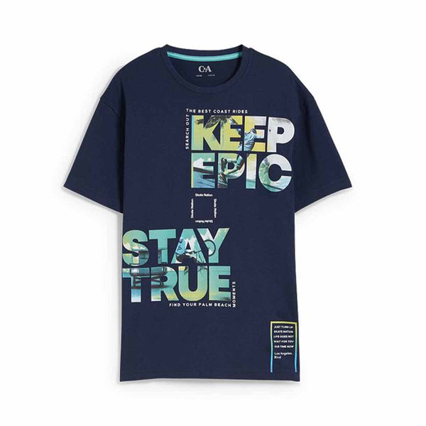 CA Boy Navy Blue Skate Nation Print T-Shirt