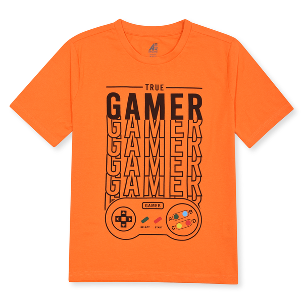 Boy Orange True Game Print T-Shirt