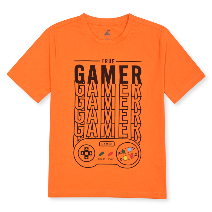 Boy Orange True Game Print T-Shirt