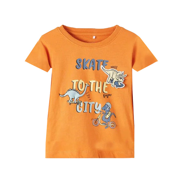 Boy Yellow Color Dino Printed T-Shirt