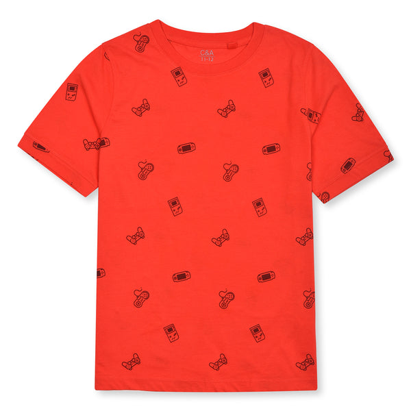 CA Boy Red Color Gaming Remote Printed T-Shirt