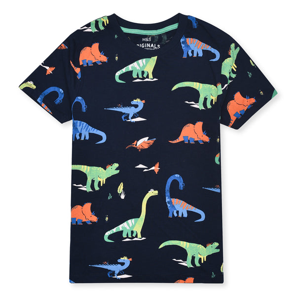 MS Boy Navy Color Dinosure Design T-Shirt