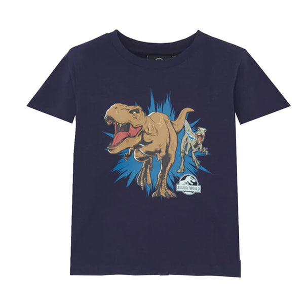 Boy Navy Blue Dinosure Printed T-Shirt