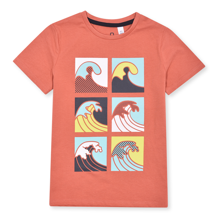 OK Brown Sea Waves Printed T-Shirt
