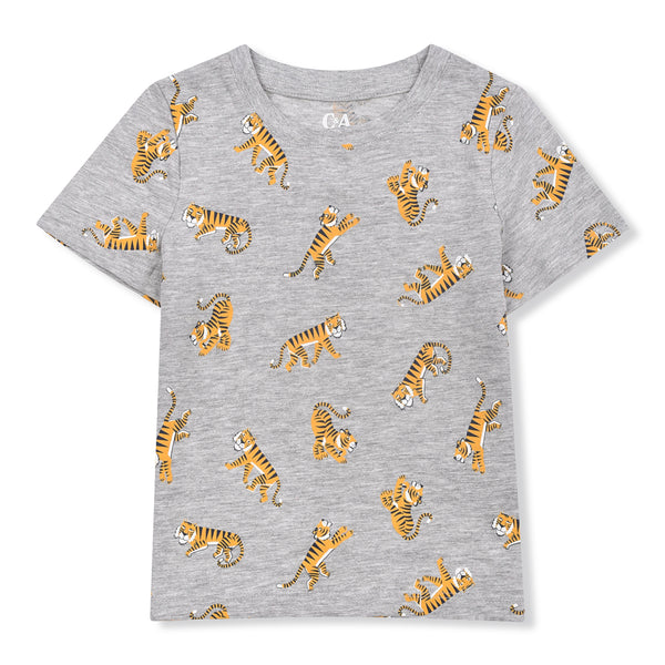 CA Boy Grey Color Tiger Print T-Shirt