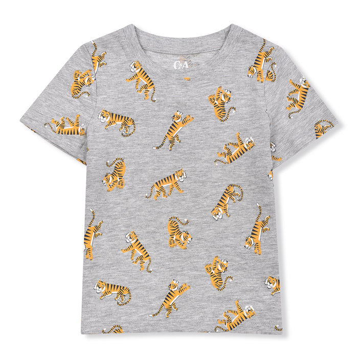 CA Boy Grey Color Tiger Print T-Shirt