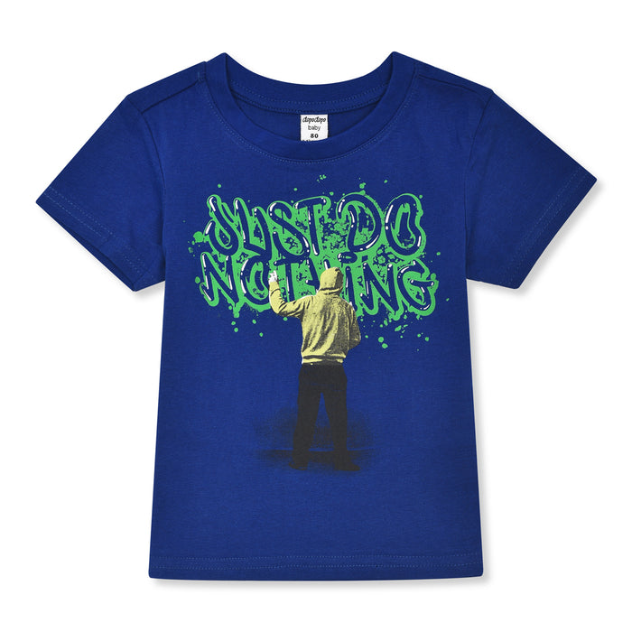 DOPO DOPO Boy Blue Color Just Do Nothing Print T-Shirt
