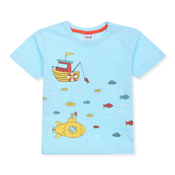 CI RAF Boy Sky Color Submarine Print T-Shirt