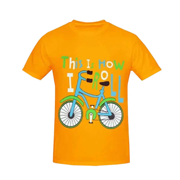 CC Boy Mustard Cycle Printed T-Shirt