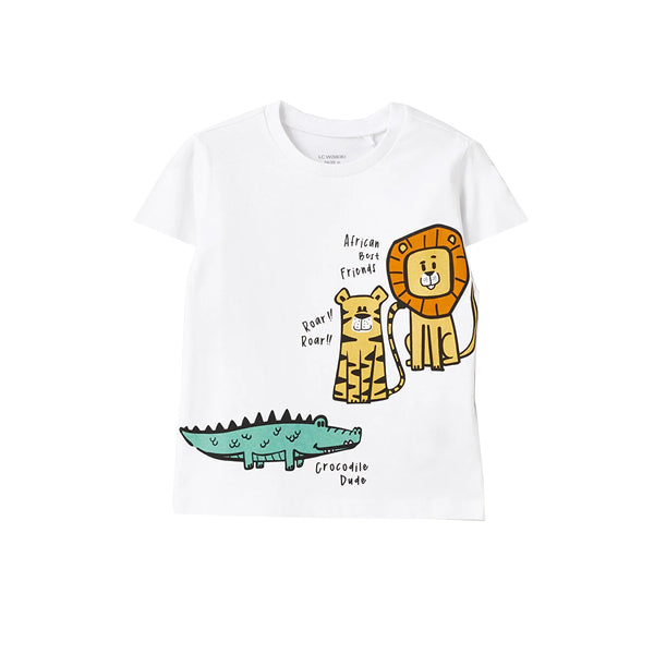 LC WAI KIKI Boy White Lion Printed Shirt