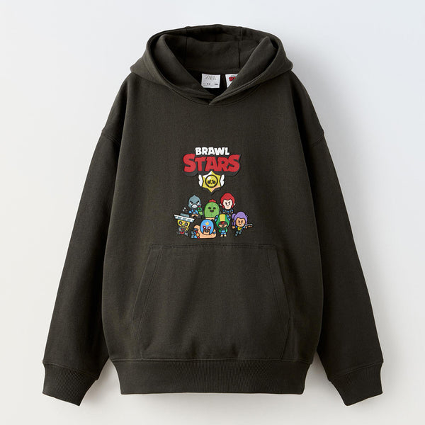 ZR Boy Dark Gray Hoodie With Brawl Stars Character