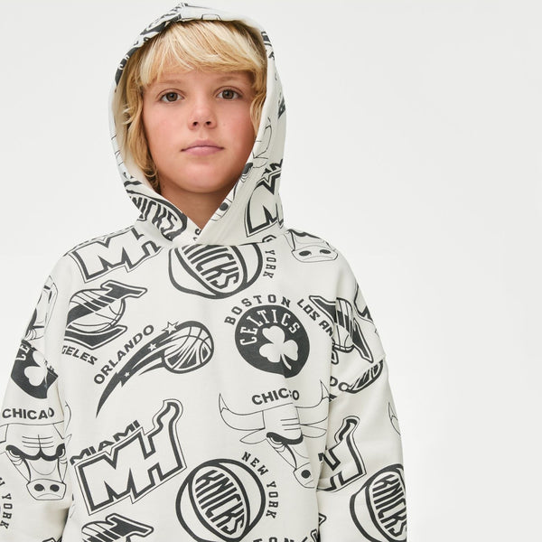 MS White Chicago Bull Printed Inner Fleece Hoodie
