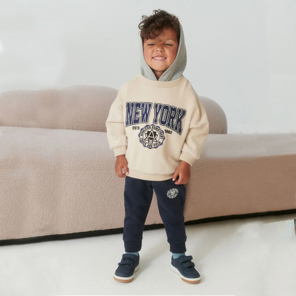 NXT Boy Cream New York Embroidered Patch Hoodie