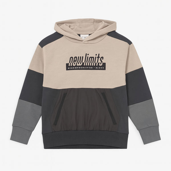Boy Cream And Grey New Limits Printed Hoodie