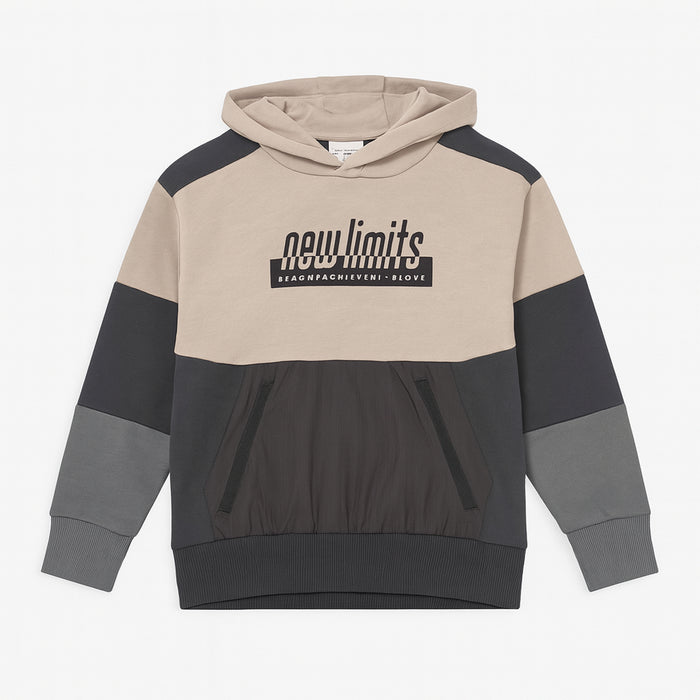 Boy Cream And Grey New Limits Printed Hoodie