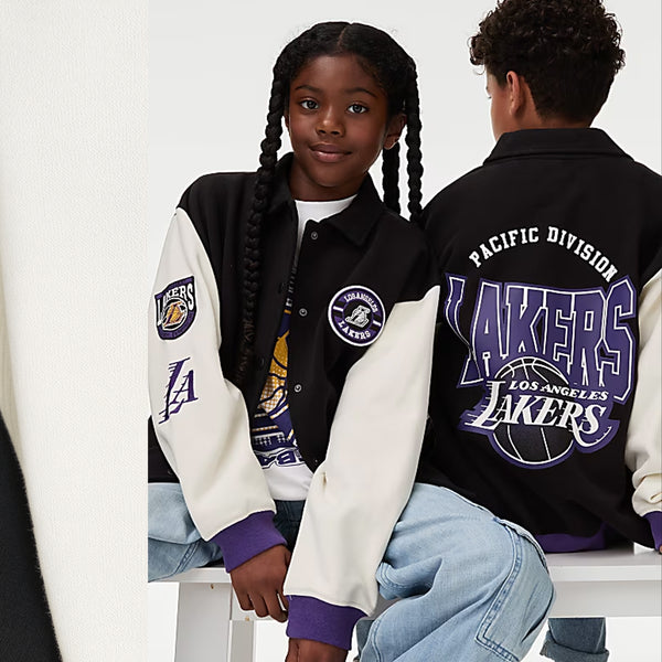 Black With White Sleeves Losangeles Patch Base Ball Jacket