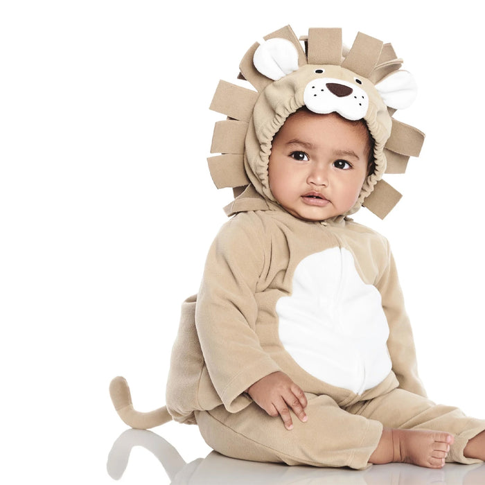 Boy Brown and White Lion Design Velvet Hoodie