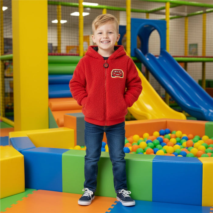 DSN Boy Red Car Printed Ziper Hoodie