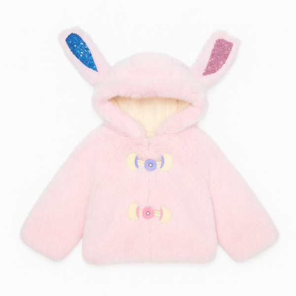 Girl Baby Pink With Rabbit Ear Sequence Hood