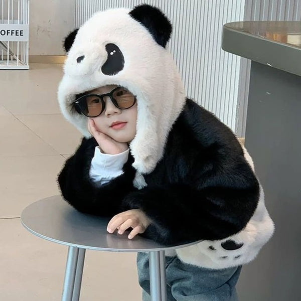White Fur Panda Jacket