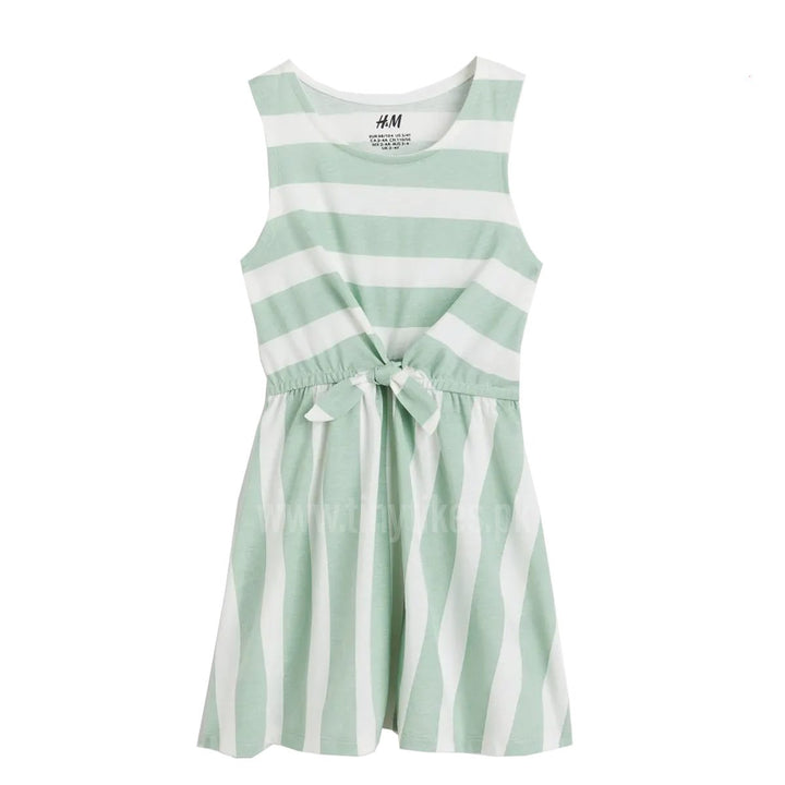 HM Sleeveless Soft Cotton Jersey Dress With Sewn-In Tie - TinyTikes.pk