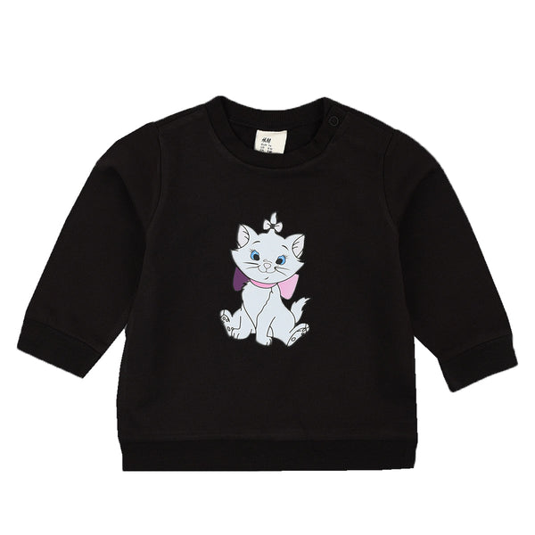 HM Girl Black Cat Flees Sweatshirt - TinyTikes.pk