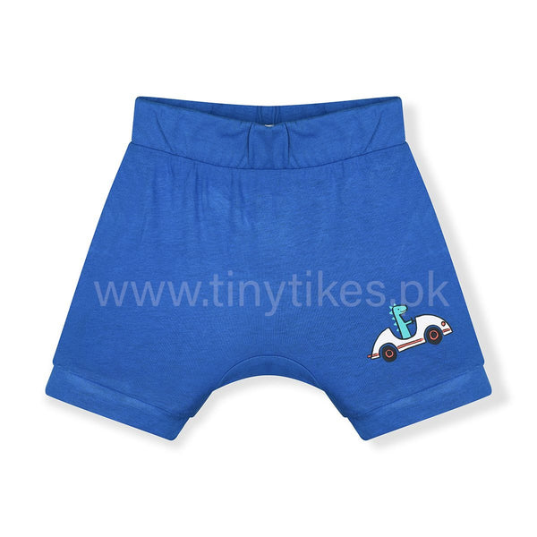 IMPI DIMPI Cotton Shorts Blue Color Dino With Car Print - TinyTikes.pk