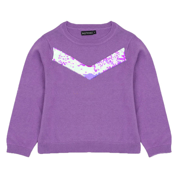 IN EX Girl Purple Chest Sequin Sweater