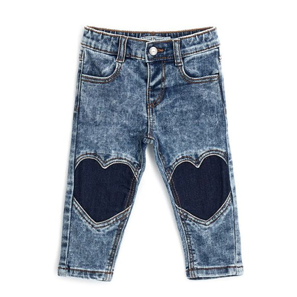 OM Blue Pant  Heart Patch On Knee