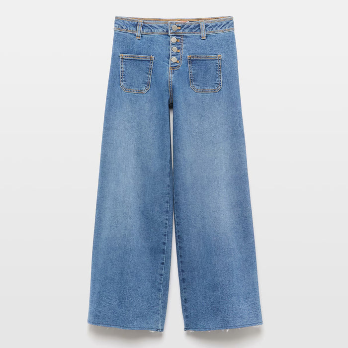 ECIN Girl Denim Blue Wide Leg Jeans