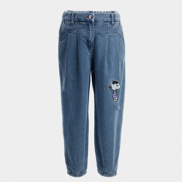 OM Girl Blue Pant With Dog Printed