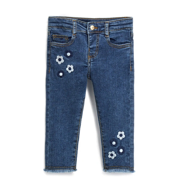 OM Girl Blue Pant With Flower Embroidery