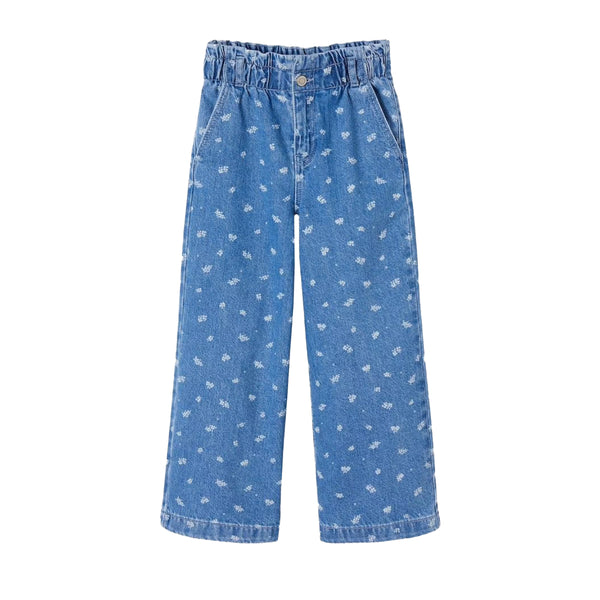 VBD Girl Denim Blue Flower Motifs Palazzo Pant