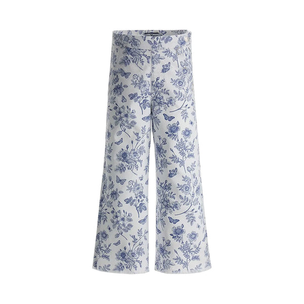 OM Girl White Flower Butterfly Printed Pant