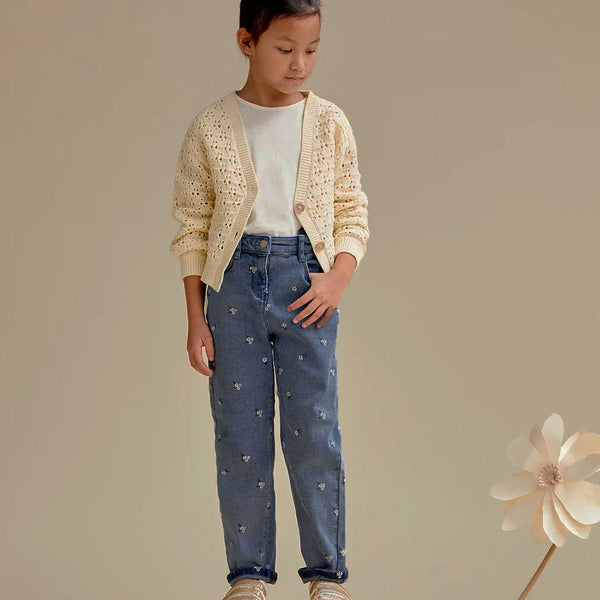 TAO Girl Blue Flower Embroidery Pant